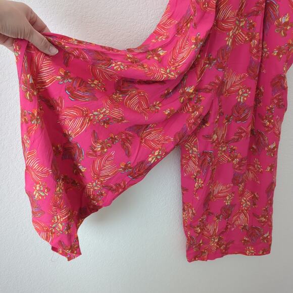 NWOT Free People Women's Jumpsuit Hot Tropics Pink 6 Wide Leg Tropical Vacation - Picture 11 of 12